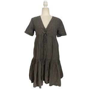 Twin-Set Simona Barbieri V Neck Tiered Mini Dress with lace up Detailing